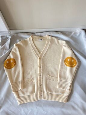 GRAVER[UNISEX] ELBOW DOT SMILE KNIT CARDIGAN CREAM